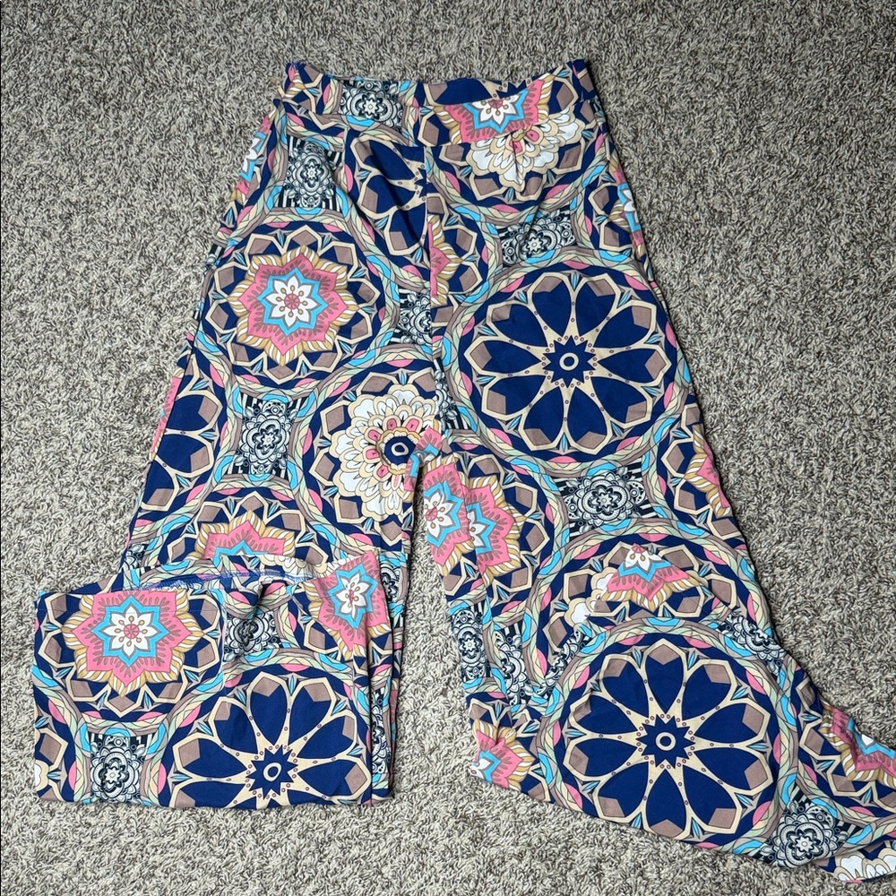 Navy & Pink Medallion Palazzo Pants